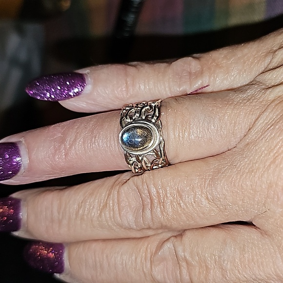 New STERLING SILVER Labradorite RING SIZE 7.5 - Picture 4 of 8